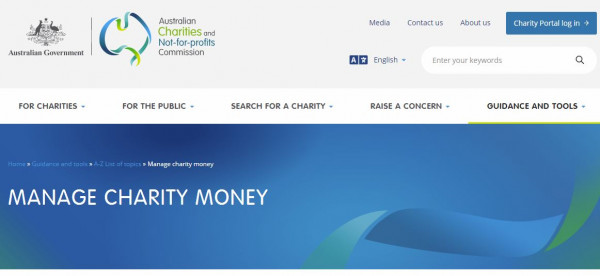 Australian Charities and NFP Commission Managing Money